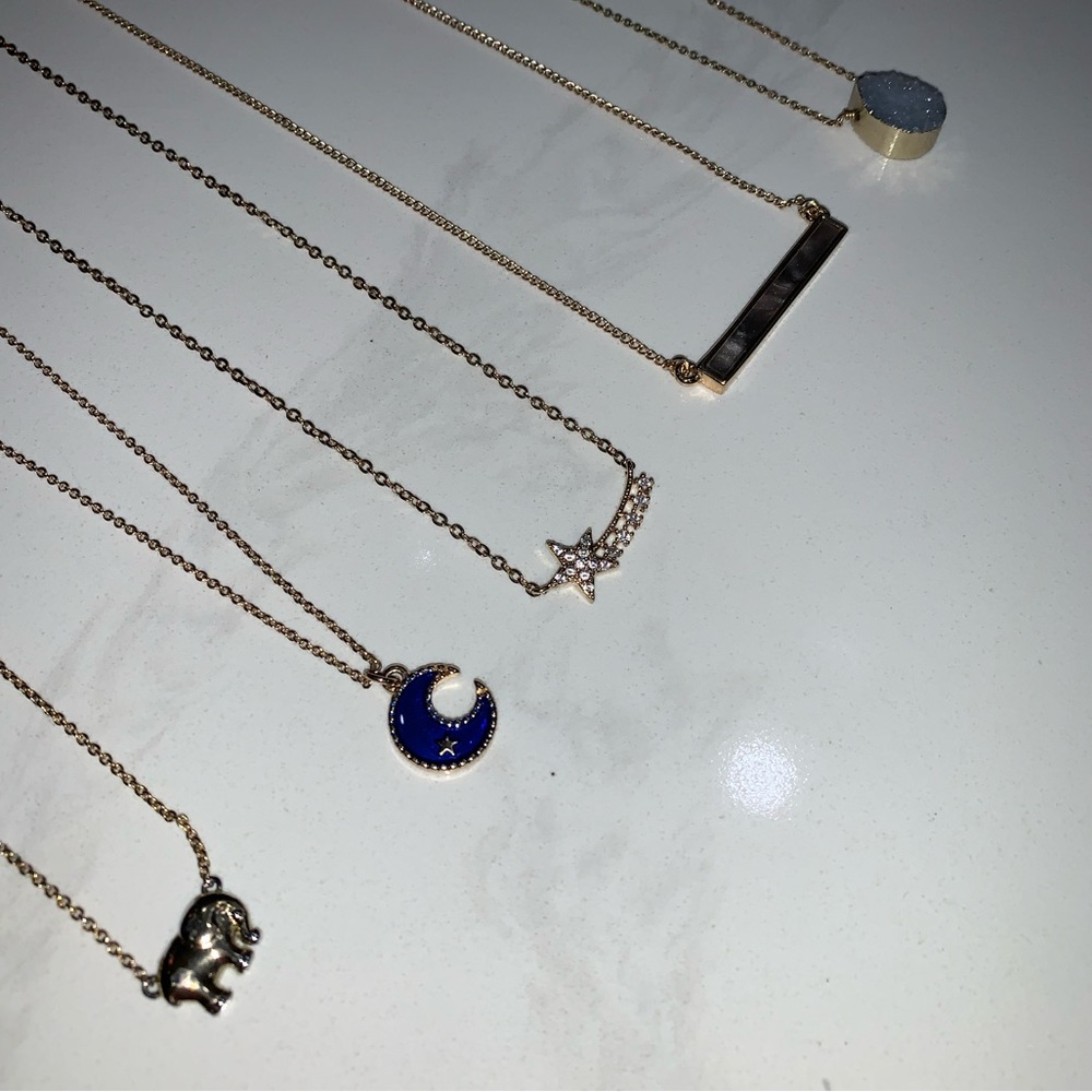 Set of Five Gold Necklaces